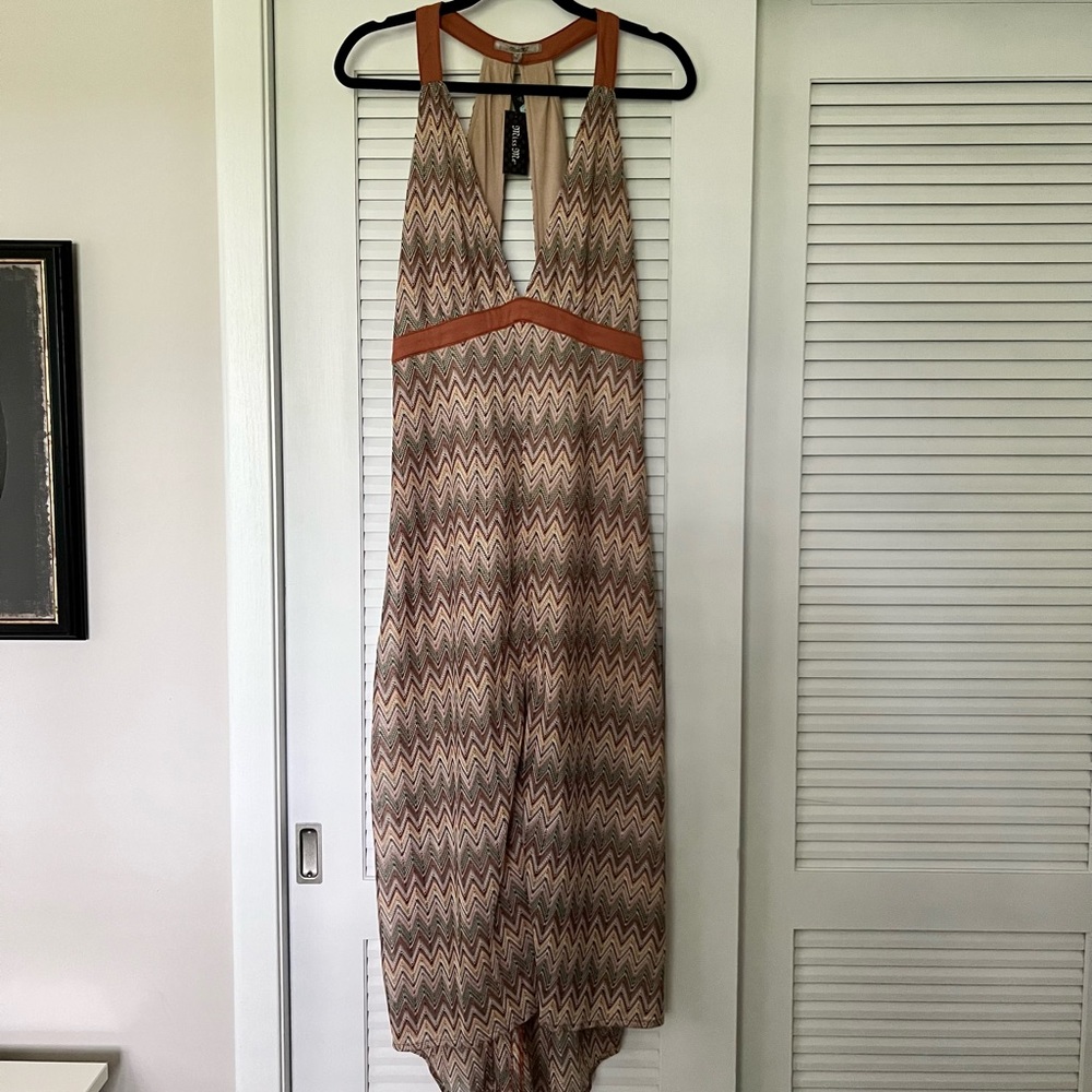 New Miss Me Halter Chevron Dress